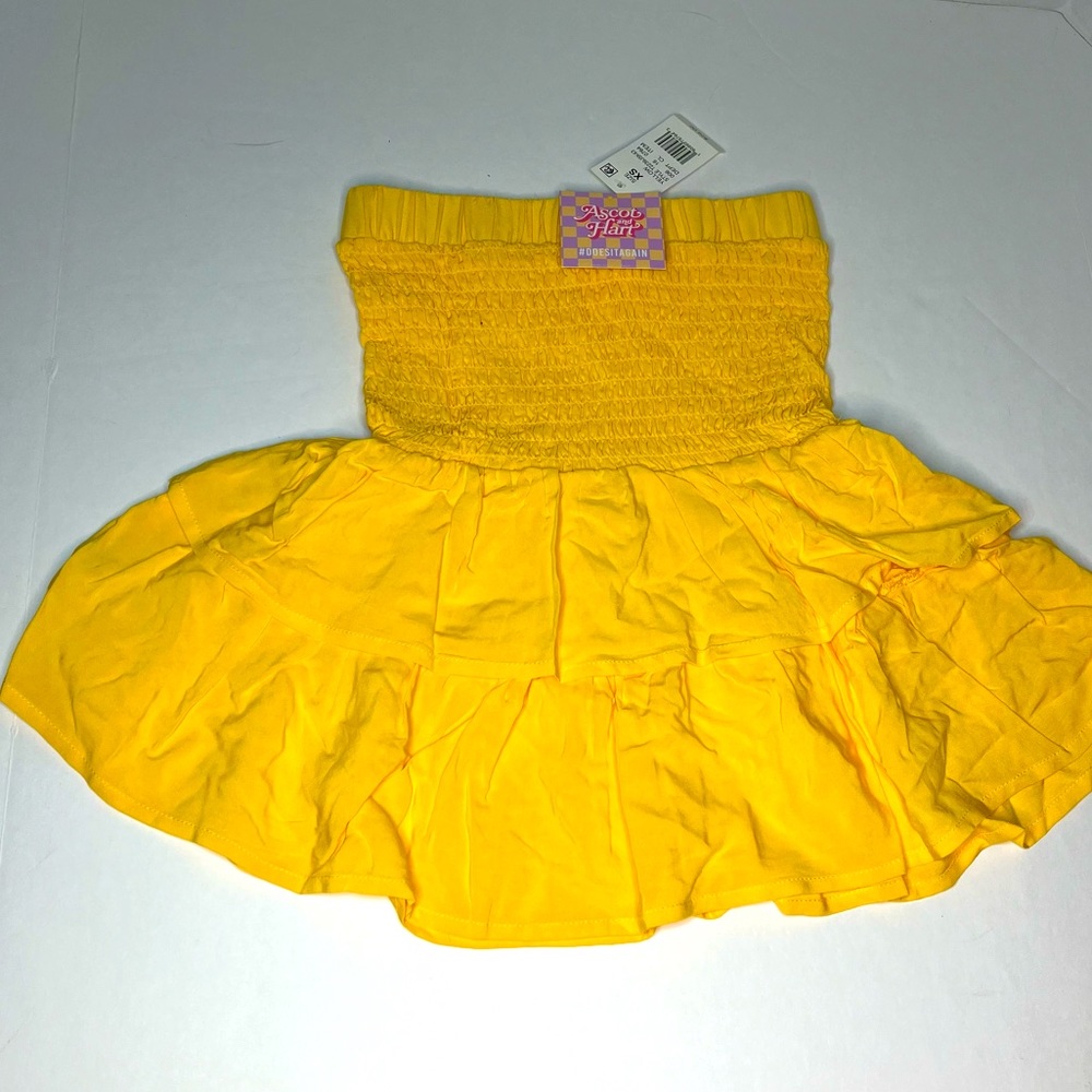 Ascot & Hart Butter Yellow Stretchy Flutter Tiered Skirt or Top NEW!